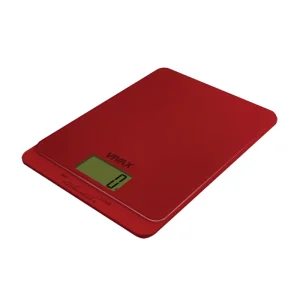 VIVAX HOME KS-505R digital red glass kitchen scale with 5kg capacity front side view