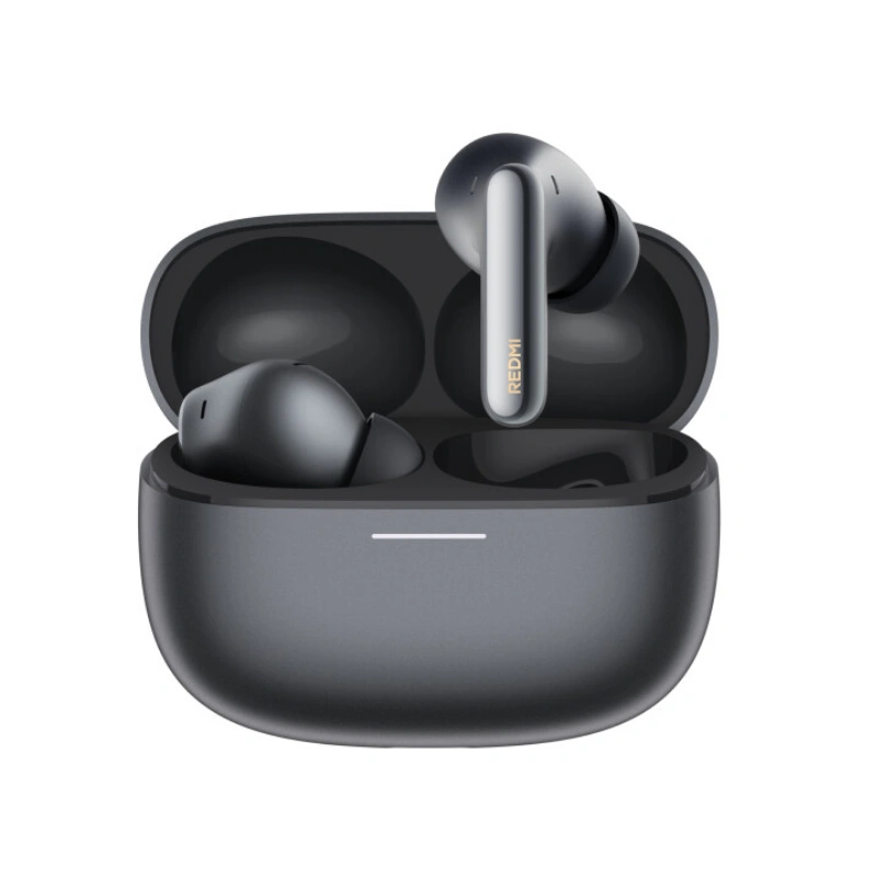 Xiaomi Buds 8 Pro Obsidian Black wireless Bluetooth 5.4 earbuds with ANC and charging case front view