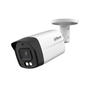 Dahua HAC-HFW1500TH-IL-A 5MP Smart Dual Light security camera front side view with light on