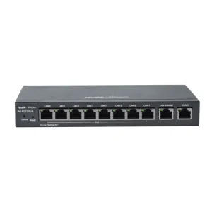 Ruijie-Reyee RG-EG210G-P V3 Gigabit Cloud Router with 9 LAN ports, 1 WAN port, 110W PoE budget and Ruijie Cloud management front view