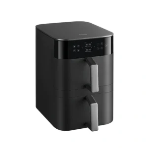 XIAOMI Dual Zone Air Fryer 12L BHR0883EU black hot air fryer with dual chambers, LED touchscreen controls and 360° air circulation front side view