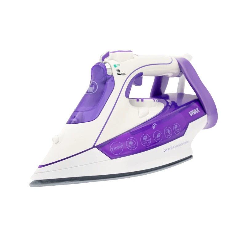 VIVAX IR-2202 CP PEGLA Steam Iron 2200W Ceramic Soleplate front side view