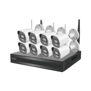 DVC DKN-0841AI-W 4MP WiFi security camera kit with 8 IP cameras and recorder front side view