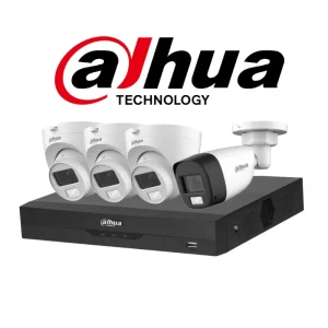 Dahua Full Kit 2MP CCTV system with 3 Turret and 1 Bullet Smart Dual Light cameras front side view