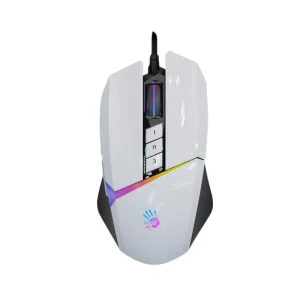A4 Bloody W60 Max Panda White gaming mouse with RGB lighting front view