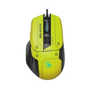 A4 Bloody W70 MAX Punk Yellow gaming mouse front view